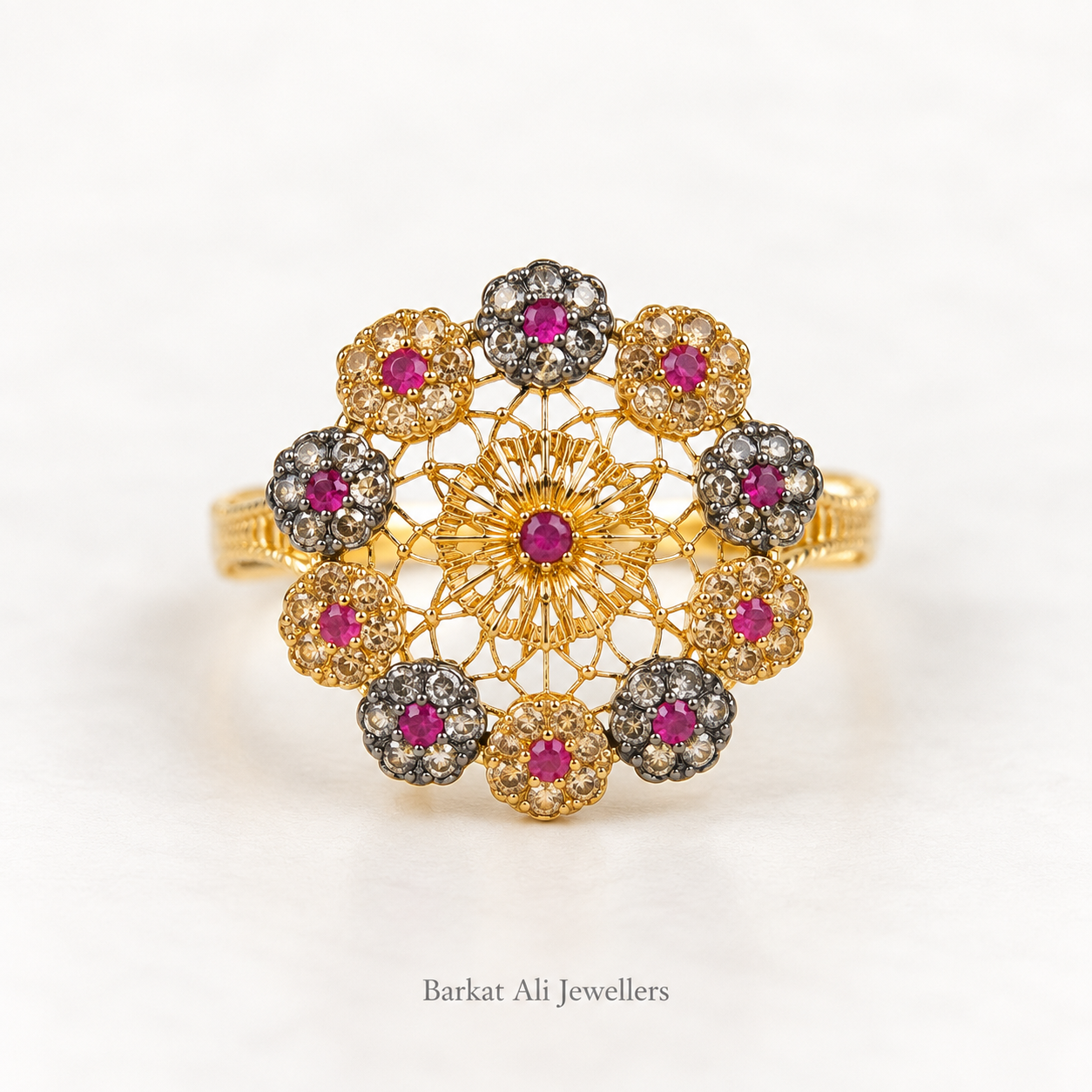 Floral Filigree Statement Ring — BA-R-003